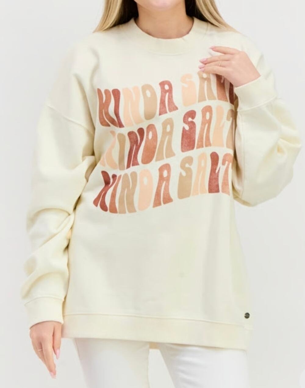 Roxy Women Crew Neck Long Sleeves Graphic Print SweatShirt, Beige XL 255